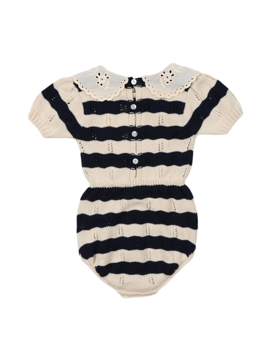 Marina Pointelle Stripe Baby Romper Rompers The New Society