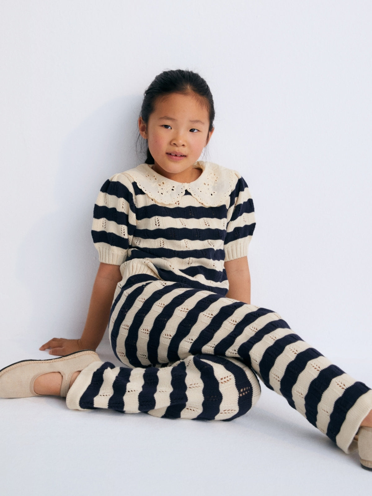 Maria Pointelle Stripe Pants Set Sets The New Society