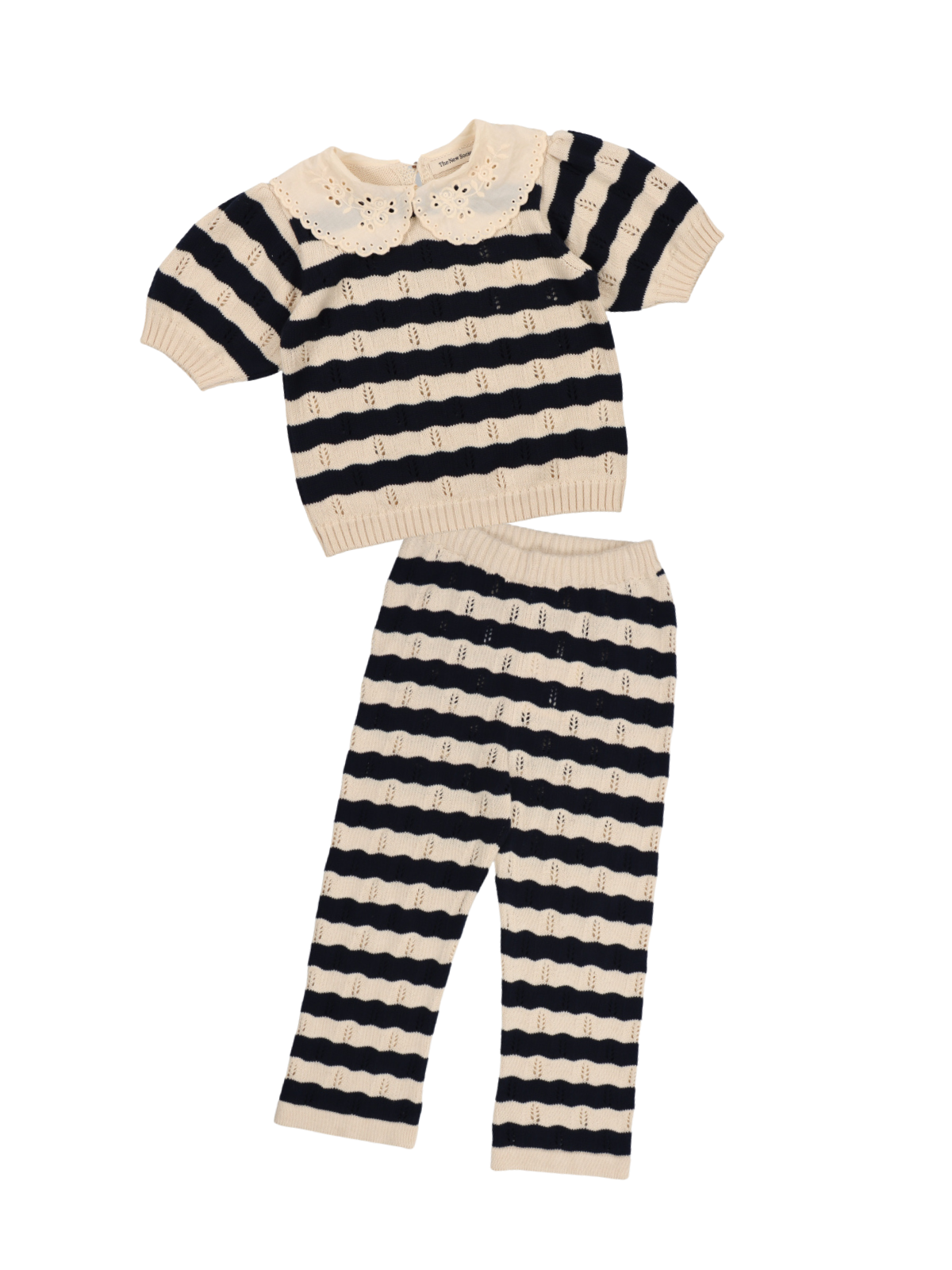 Marina Pointelle Stripe Pants Set Sets The New Society Navy 2Y