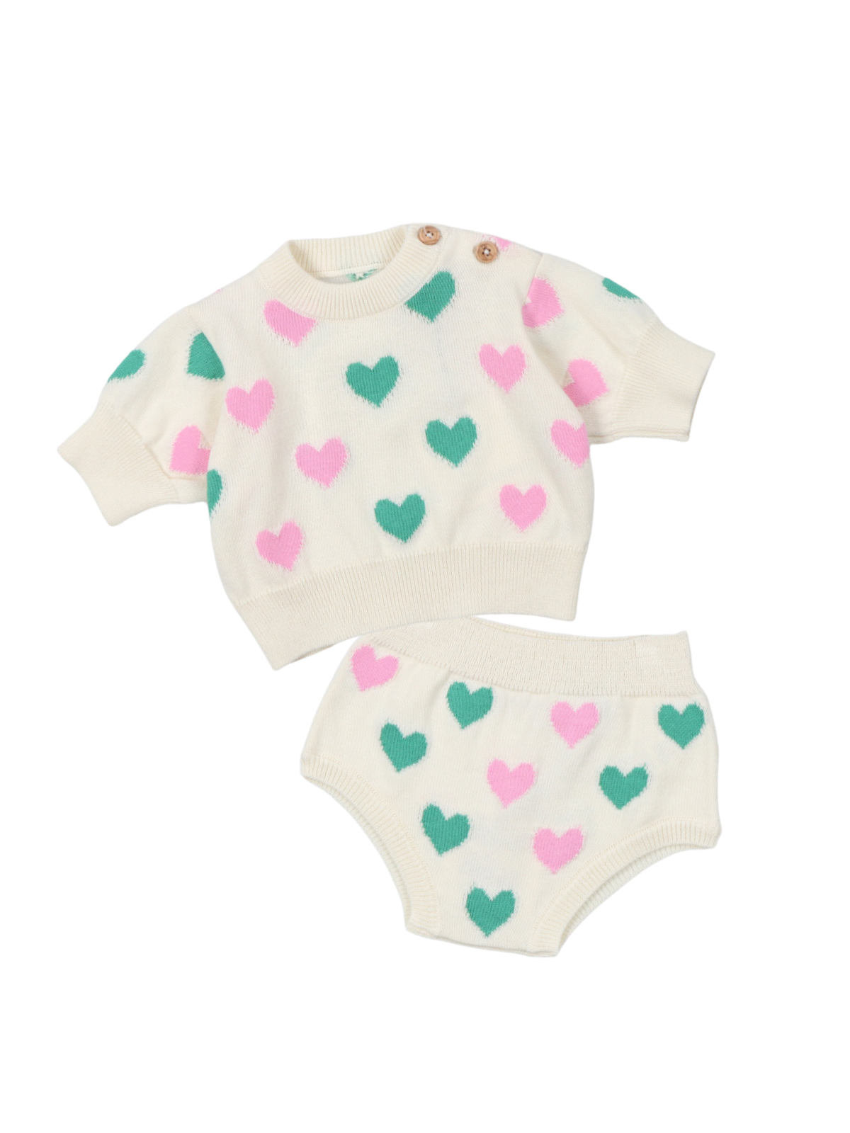 Oia Baby Heart Knit Set Sets The New Society Ivory 6M