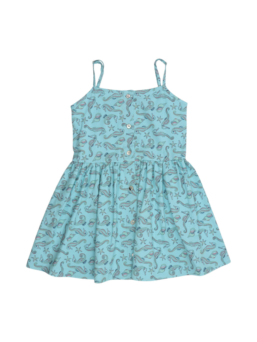 Seahorse Button Front Dress Dresses The New Society Aqua 2Y