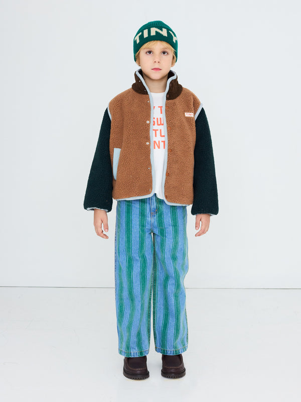 Brown Colorblock Sherpa Jacket