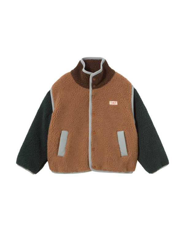 Brown Colorblock Sherpa Jacket