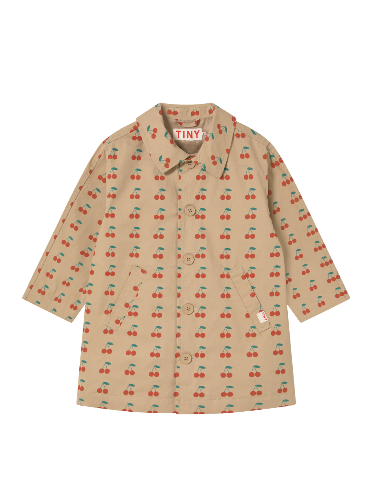 Cherries Trench Coat Outerwear Tiny Cottons Beige Cherries 4Y