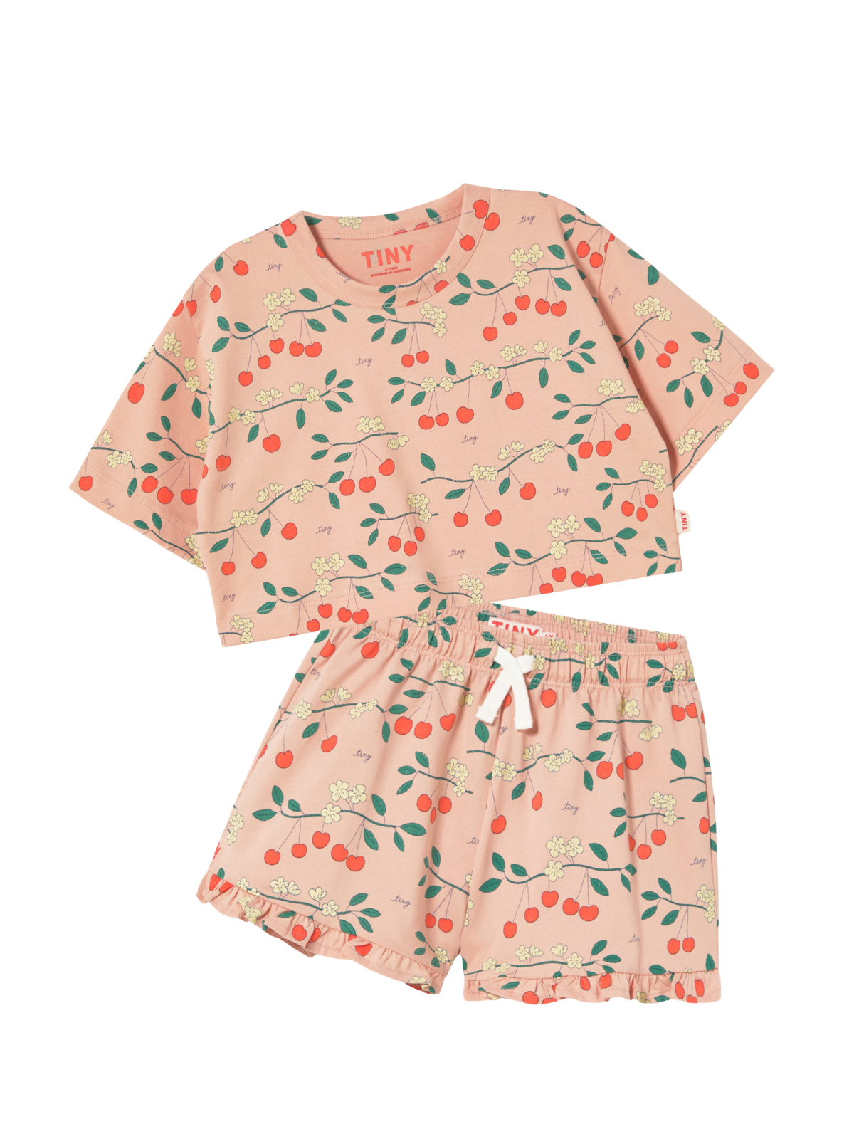 Cherry Trees Short Set Sets Tiny Cottons Papaya 2Y