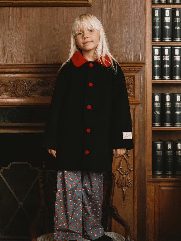 Contrast Collar Wool Coat Outerwear Tiny Cottons