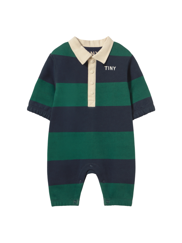 Navy Stripe Polo Romper