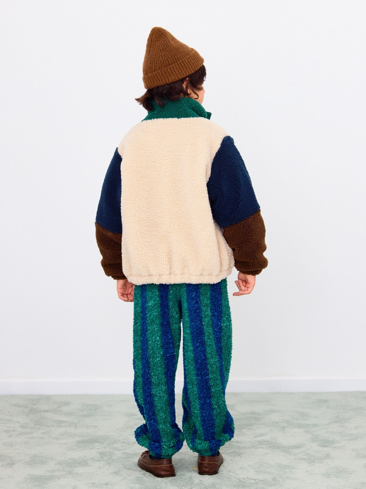 Neutral Colorblock Polar Sherpa Jacket Outerwear Tiny Cottons