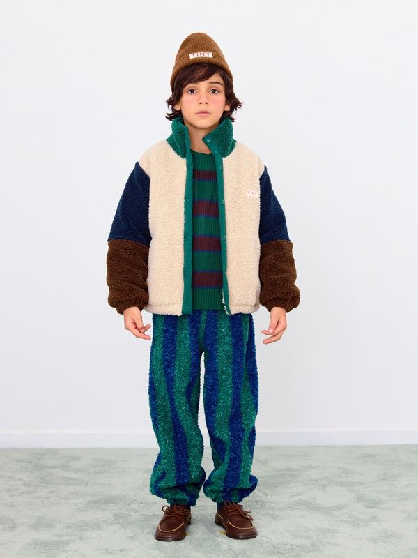 Neutral Colorblock Polar Sherpa Jacket Outerwear Tiny Cottons