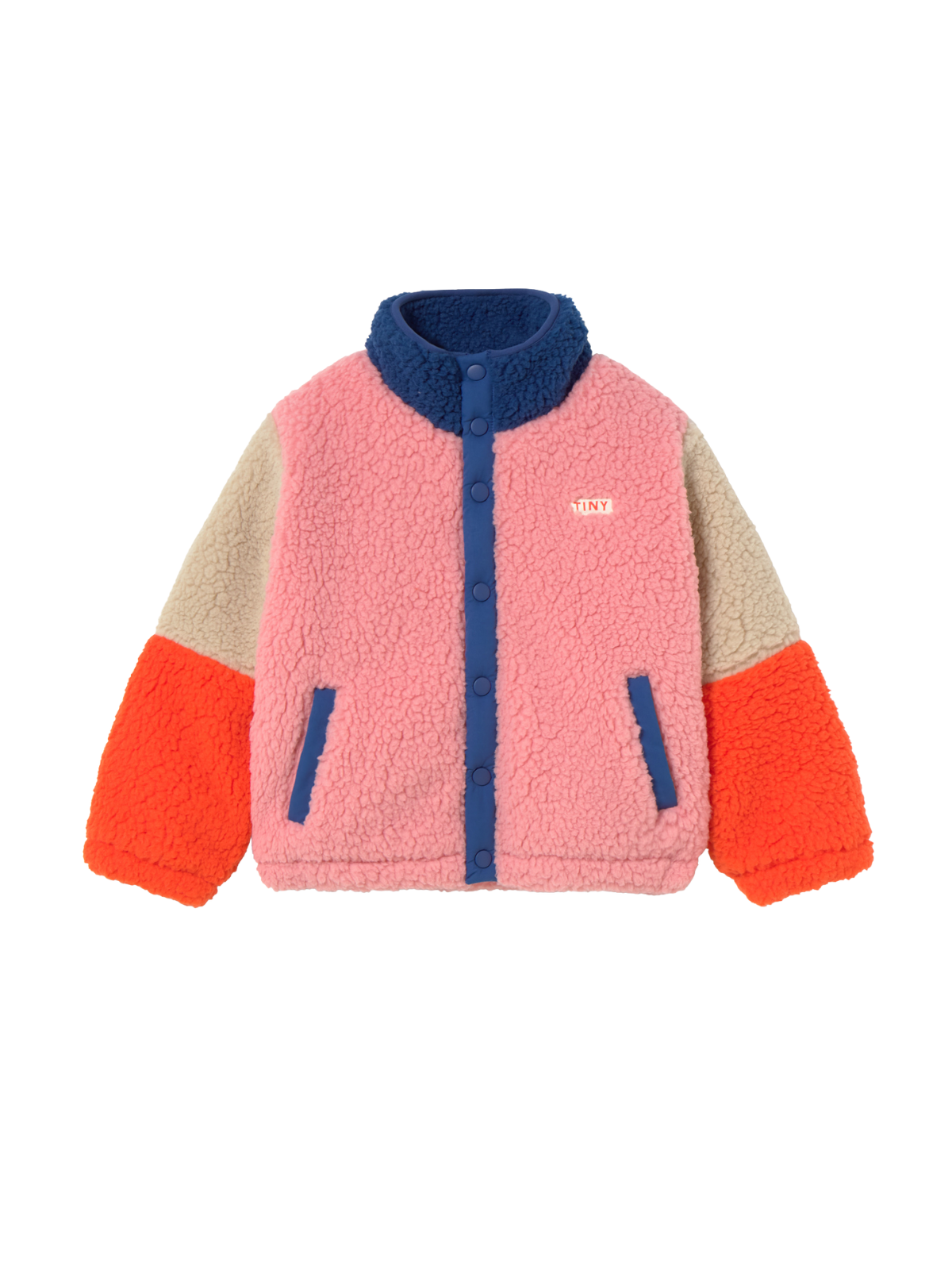 Pink Colorblock Polar Sherpa Jacket Outerwear Tiny Cottons Dark Blue 2Y
