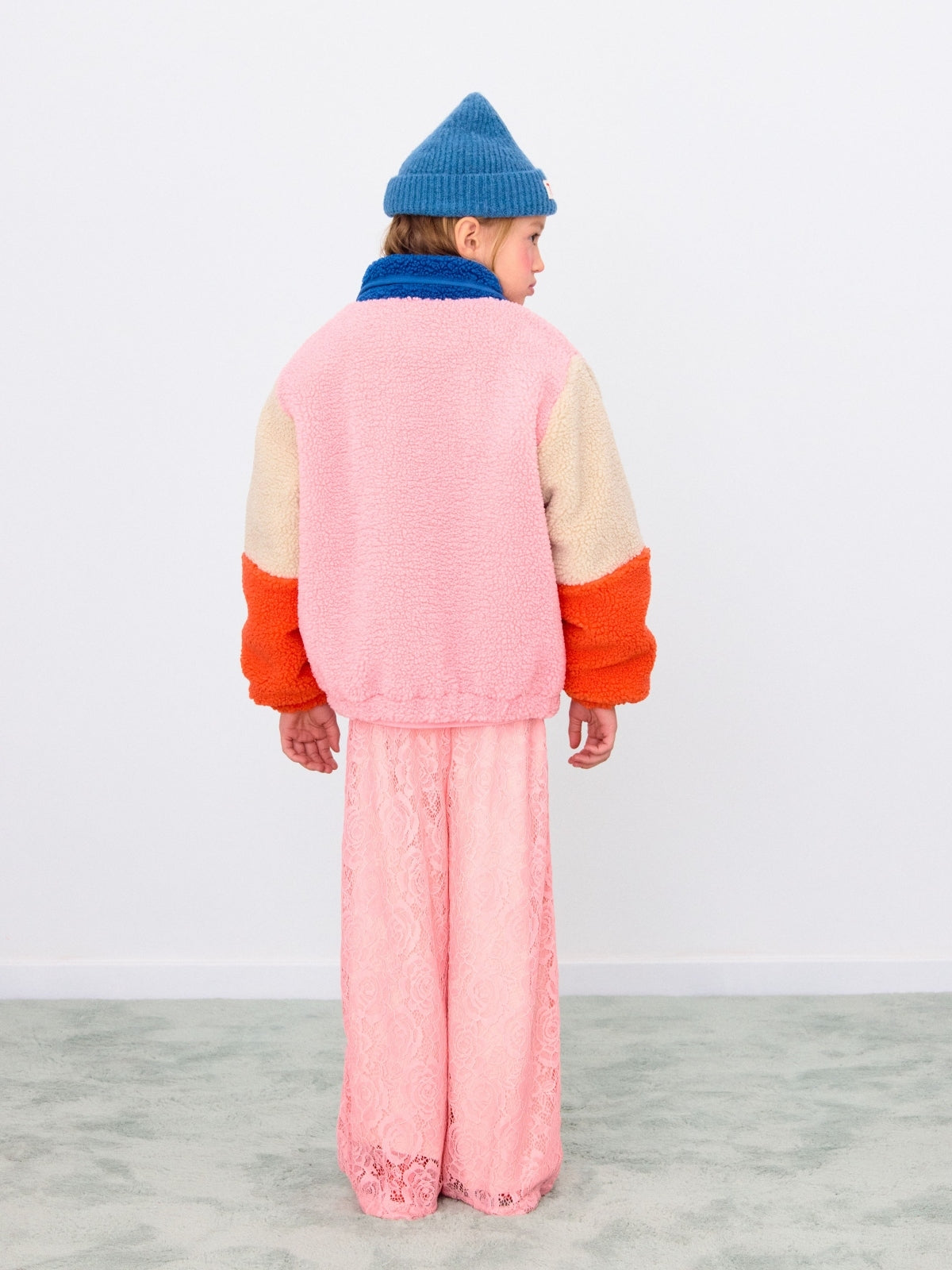 Pink Colorblock Polar Sherpa Jacket Outerwear Tiny Cottons