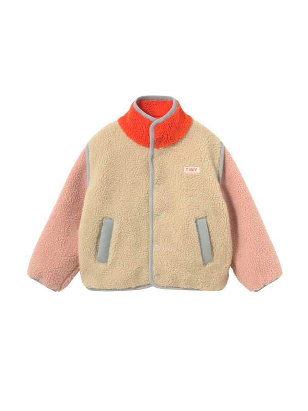 Pink Colorblock Sherpa Jacket