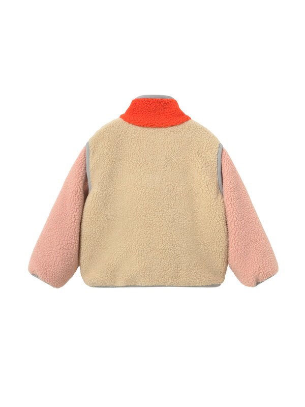 Pink Colorblock Sherpa Jacket