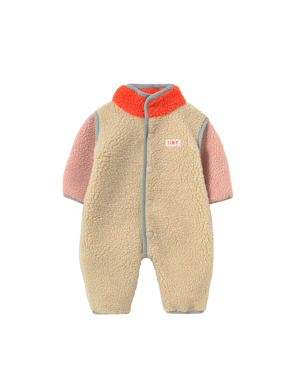 Pink Colorblock Sherpa One-Piece
