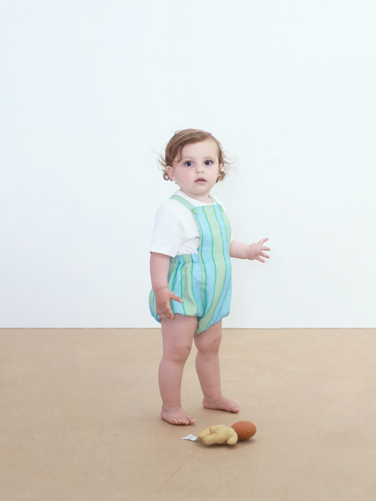 Retro Stripes Linen Romper Rompers Tiny Cottons