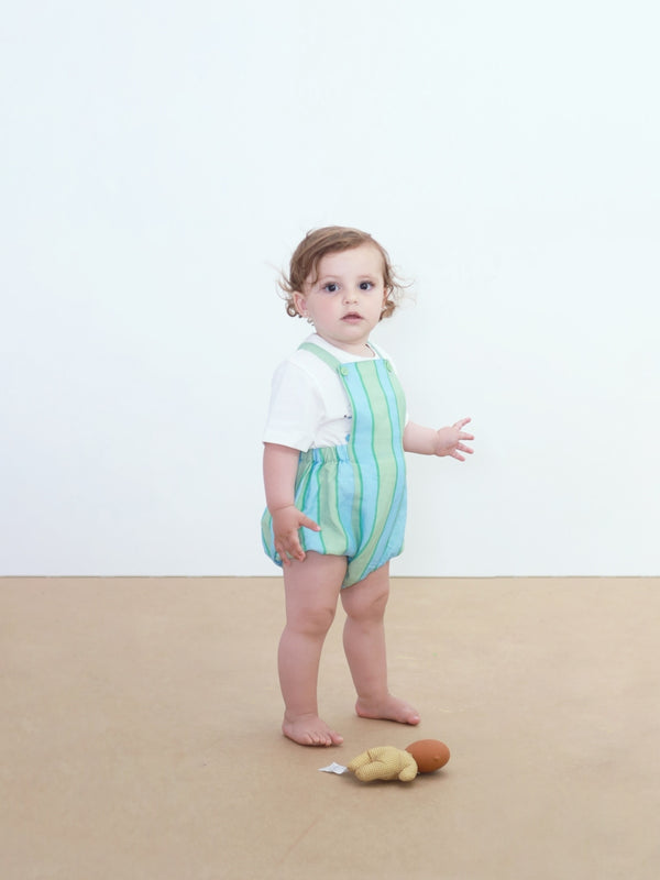 Retro Stripes Linen Romper Rompers Tiny Cottons