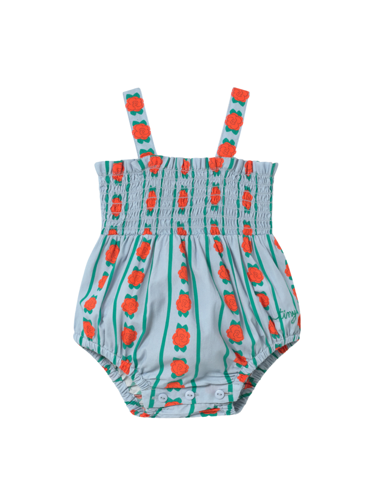 Rose Pattern Smocked Romper Rompers Tiny Cottons