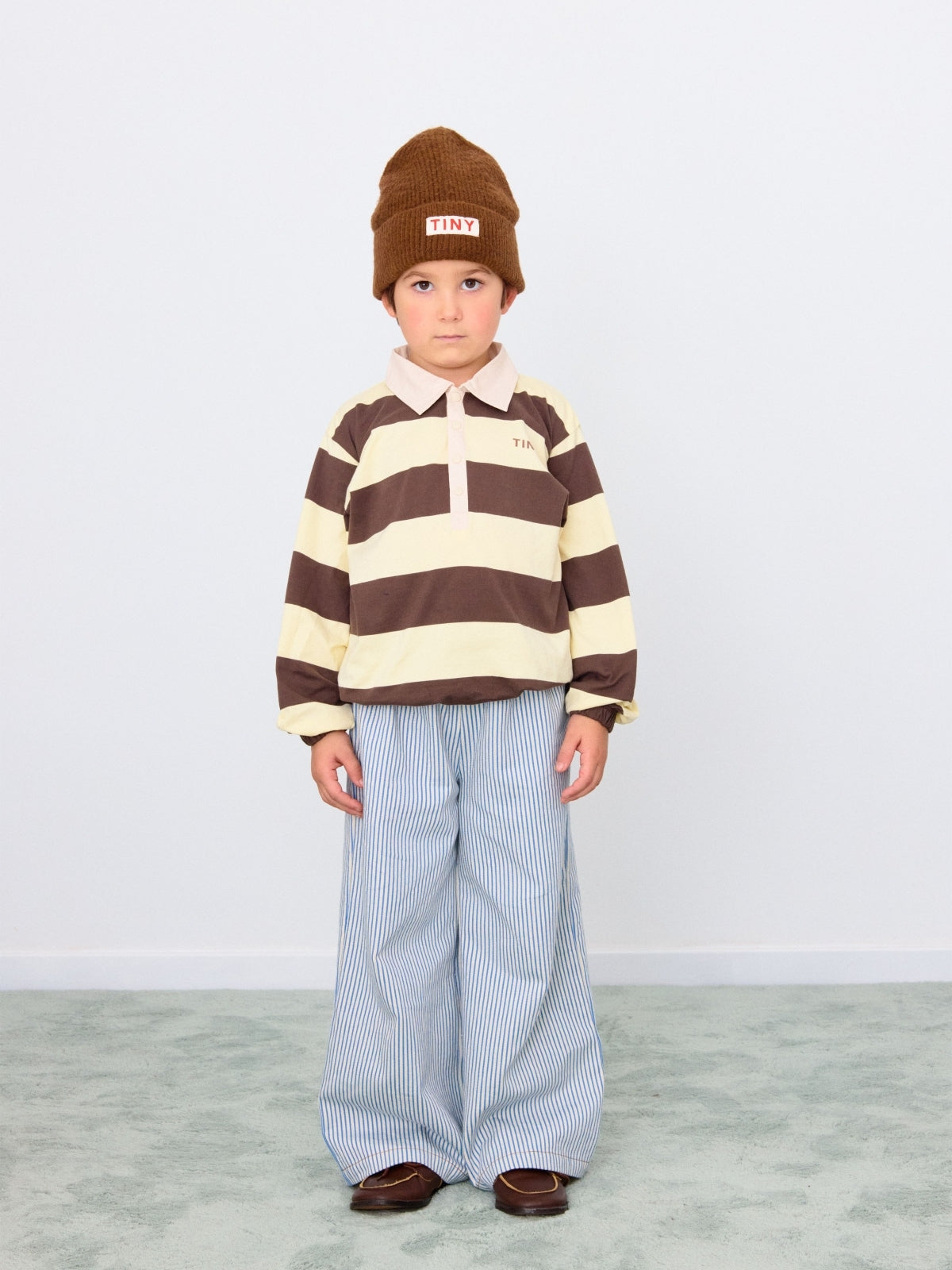 Stripe Long Sleeve Polo Tops Tiny Cottons