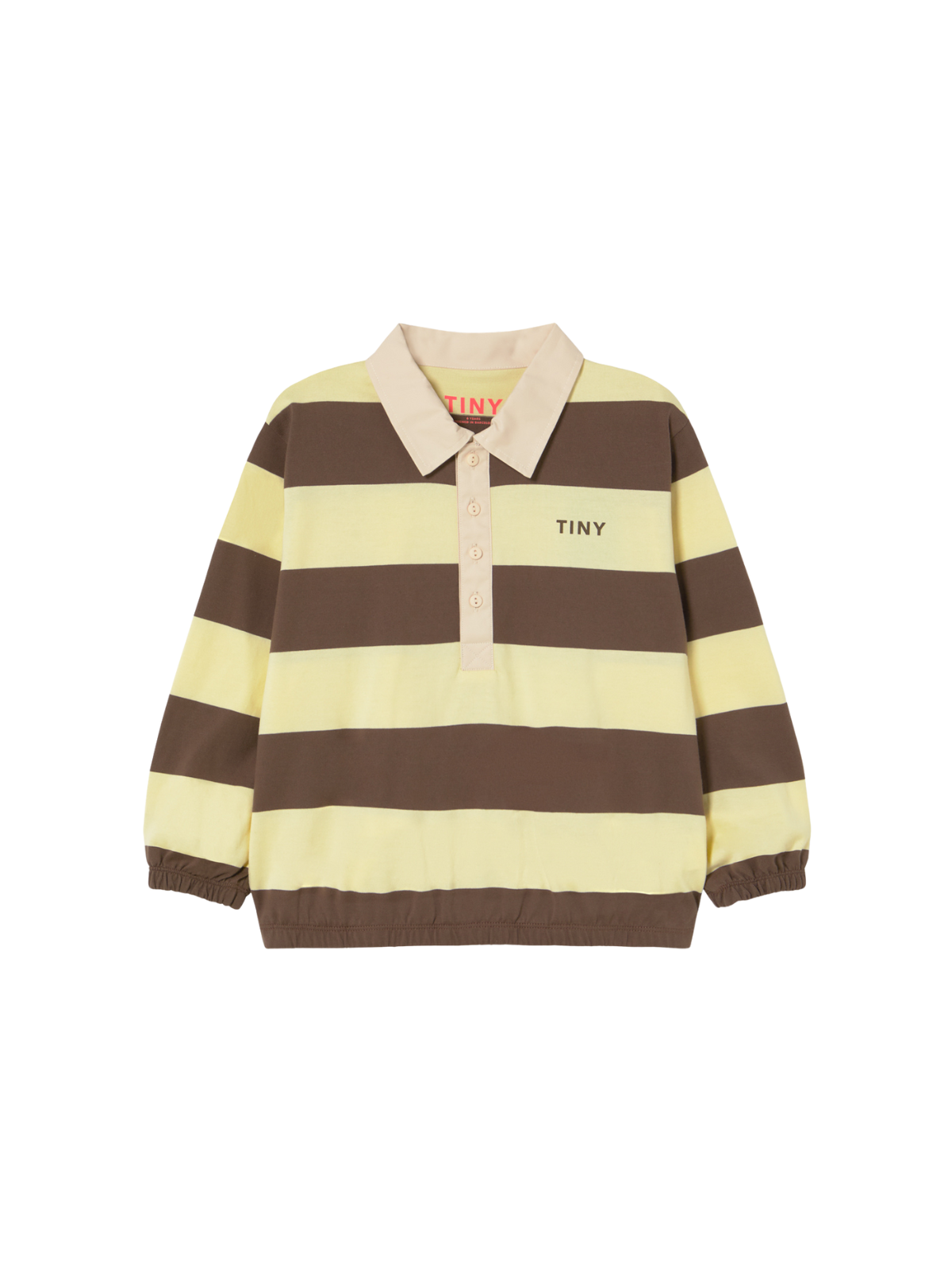Stripe Long Sleeve Polo Tops Tiny Cottons Dusty Yellow 3Y