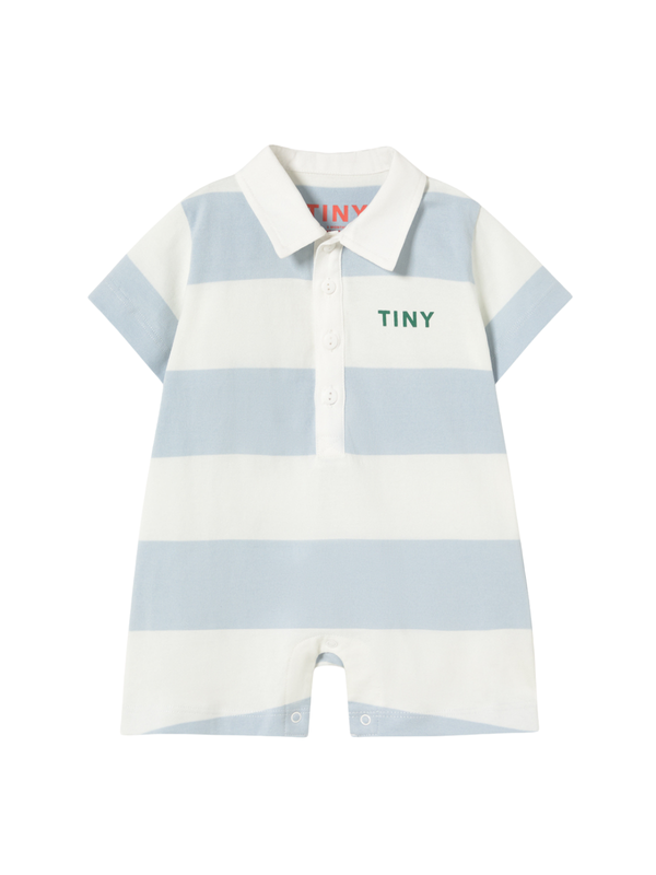 Stripes Knit Polo Romper Rompers Tiny Cottons Sky Stripe 6M