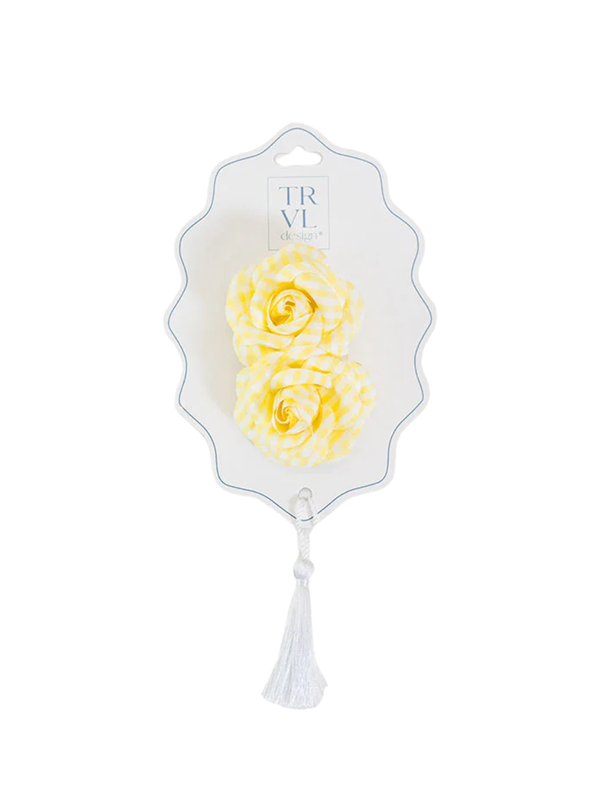 Gingham Flower Clip Set - Buttercup