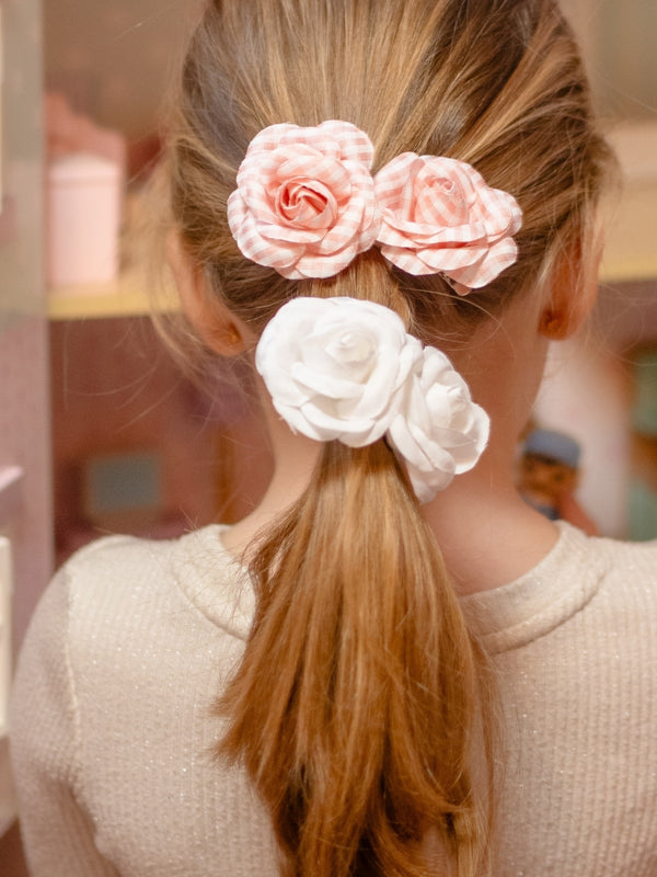 Gingham Flower Clip Set - Taffy