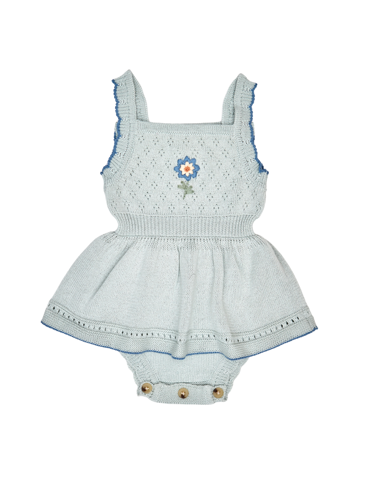 Andrea Knit Baby Dress Dresses Tun Tun Light Blue 3-6M