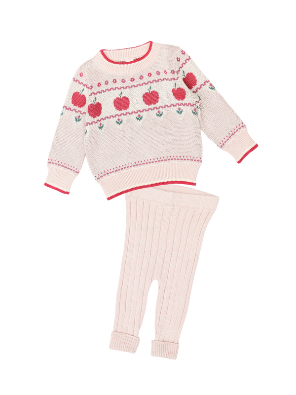 Apple Sweater Set Sets Tun Tun Rose 6-12M