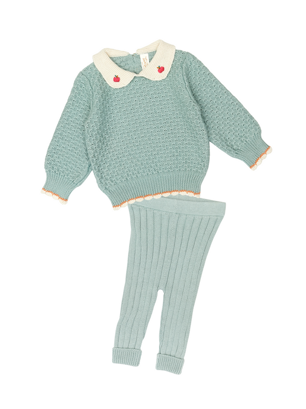 Jade Collared Sweater Set Sets Tun Tun Jade 6-12M