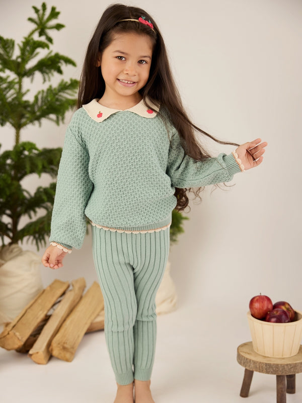 Jade Collared Sweater Set Sets Tun Tun