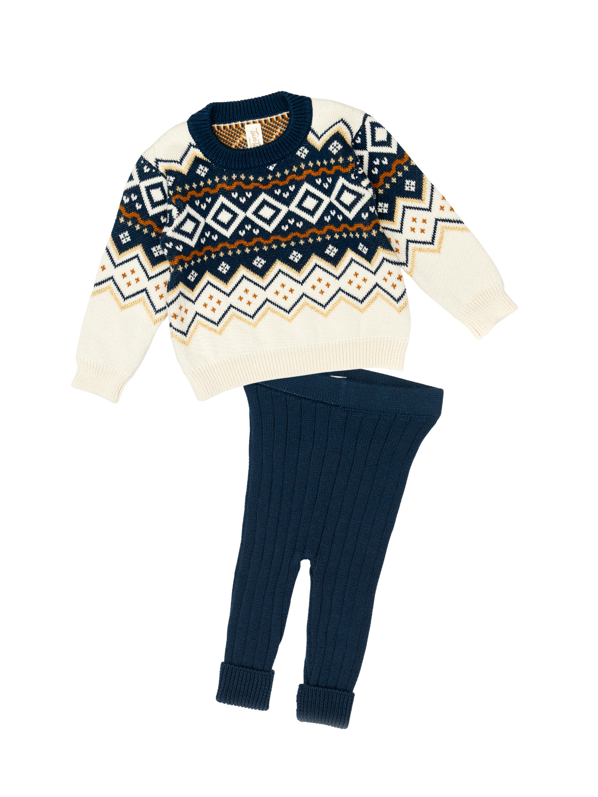 Navy Fair Isle Sweater Set Sets Tun Tun Navy 3-6M