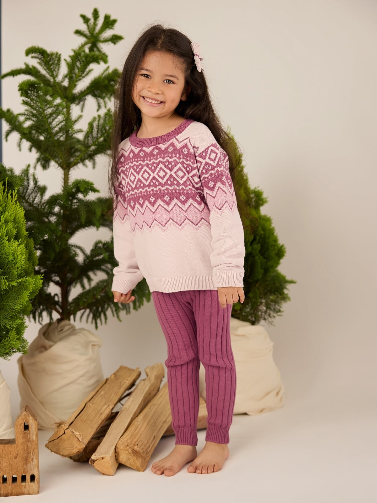 Pink Fair Isle Sweater Set Sets Tun Tun