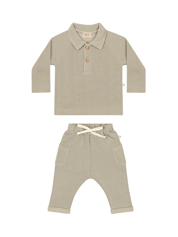 Long Sleeve Polo Set Sets UAUA Oceano 3-6M