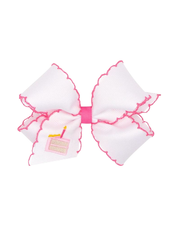 Moonstitch Grosgrain Bow - Birthday Cake Hair Accessories Wee Ones White Medium 