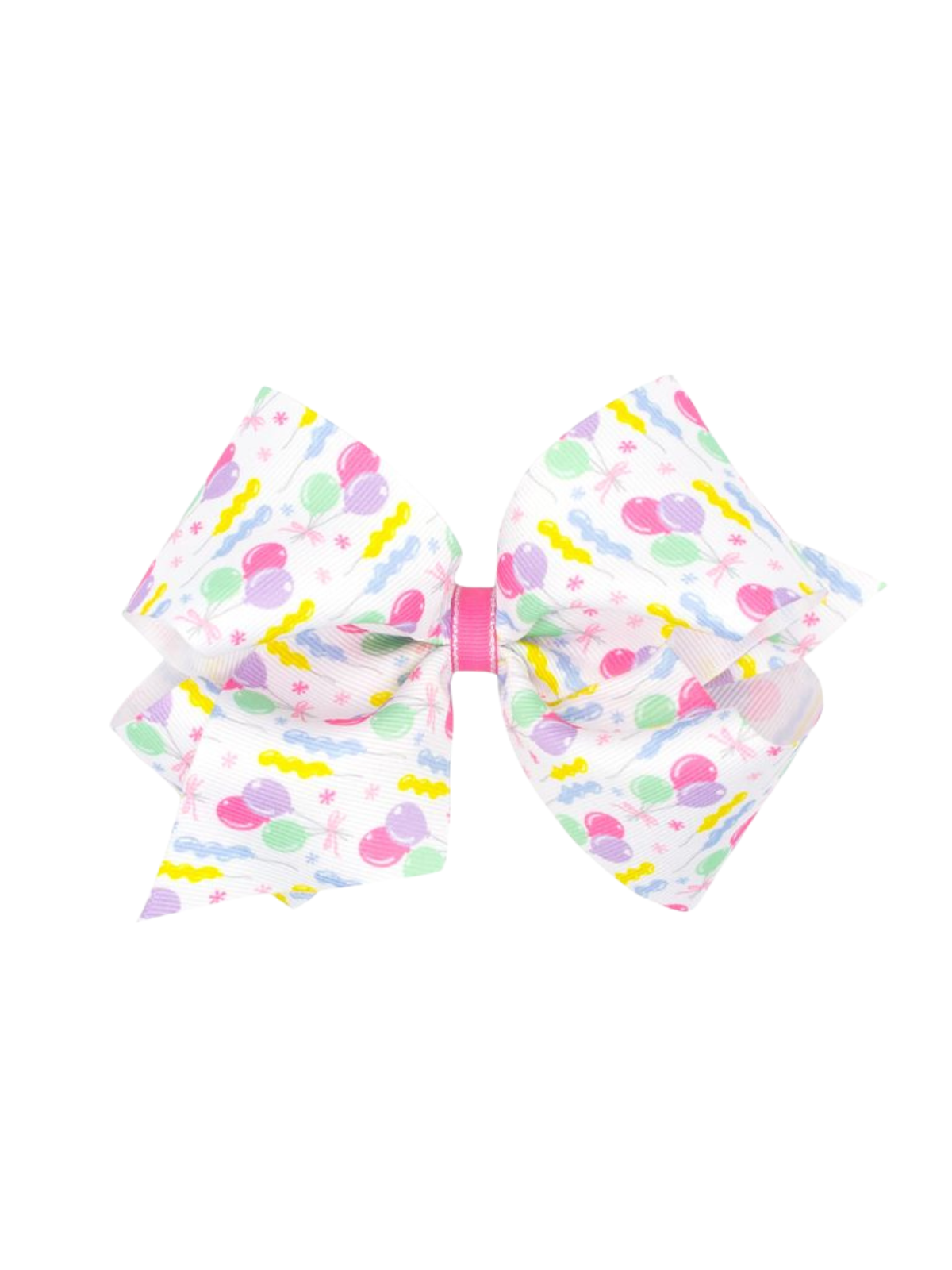Printed Grosgrain Bow - Balloons Hair Accessories Wee Ones White Medium 