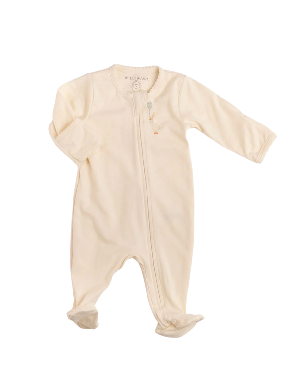 Pima Goose Embroidered Footie