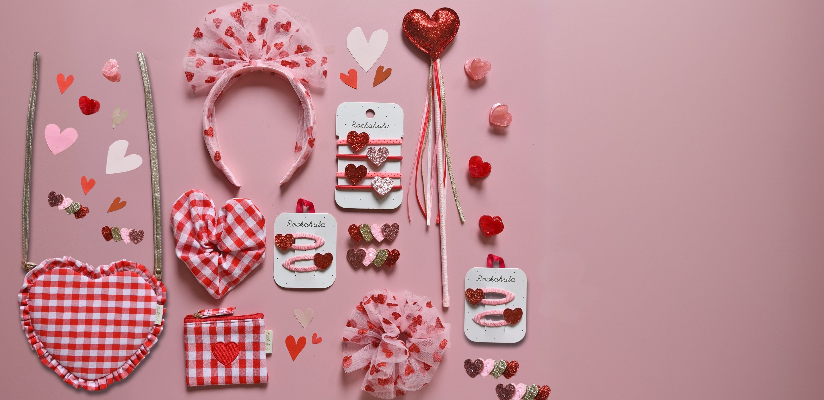 rockahula accessories on pink background