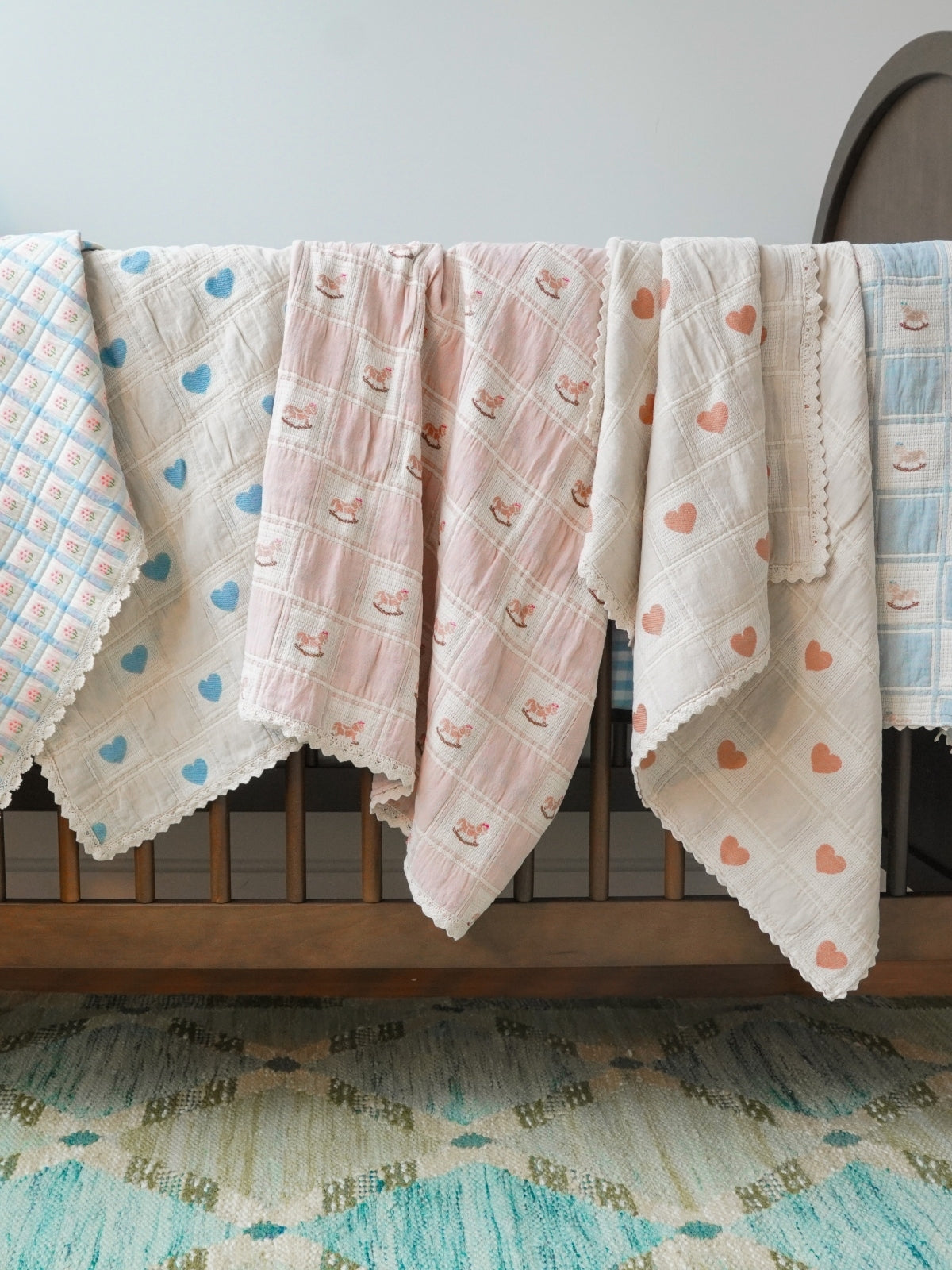 Blue Hearts Patchwork Blanket Blankets Bebe Organic