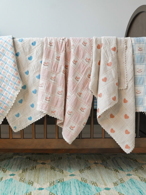 Pink Hearts Patchwork Blanket Blankets Bebe Organic