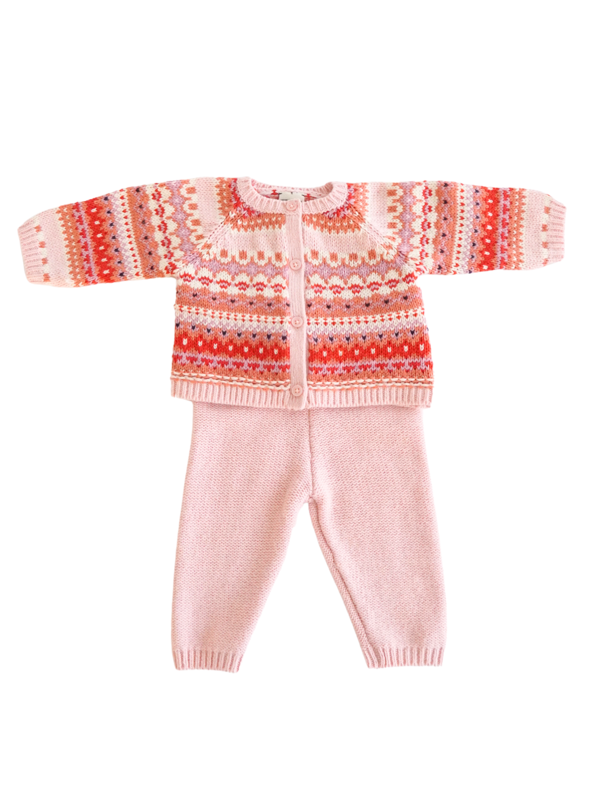 Pink Fairisle Knit Baby Set Sets Bonton   