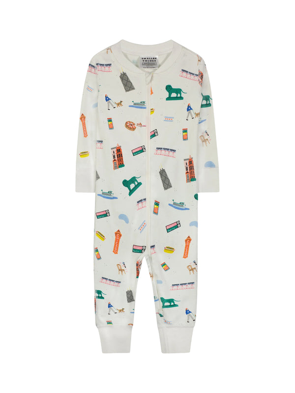 Chicago Pj Sleeper Pajamas Smaller Things Chicago Print 0-3M 