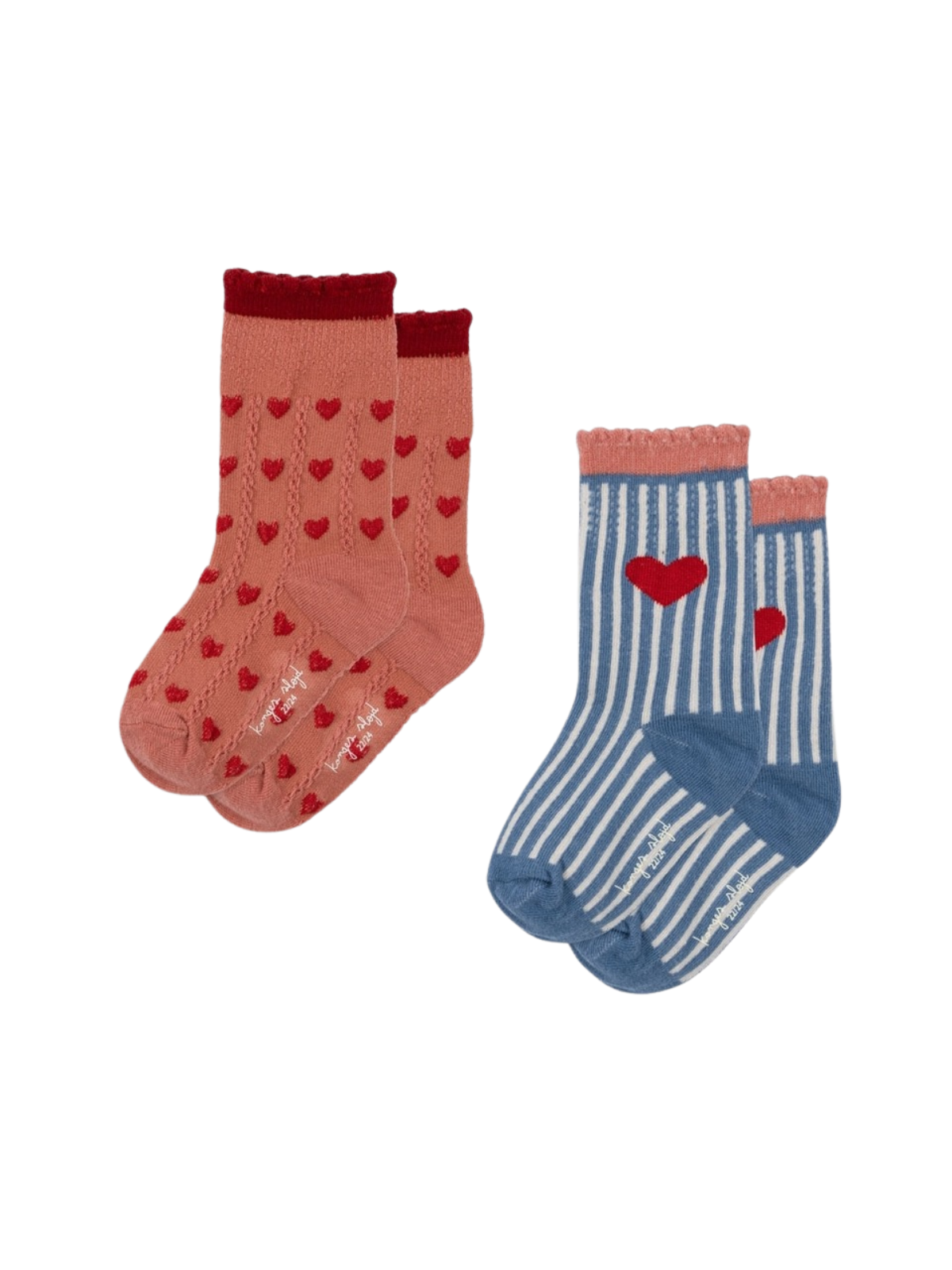 2 Pack of Heart Jacquard Socks Socks Konges Sløjd Heart Mix 17-18 (3M-6M) 