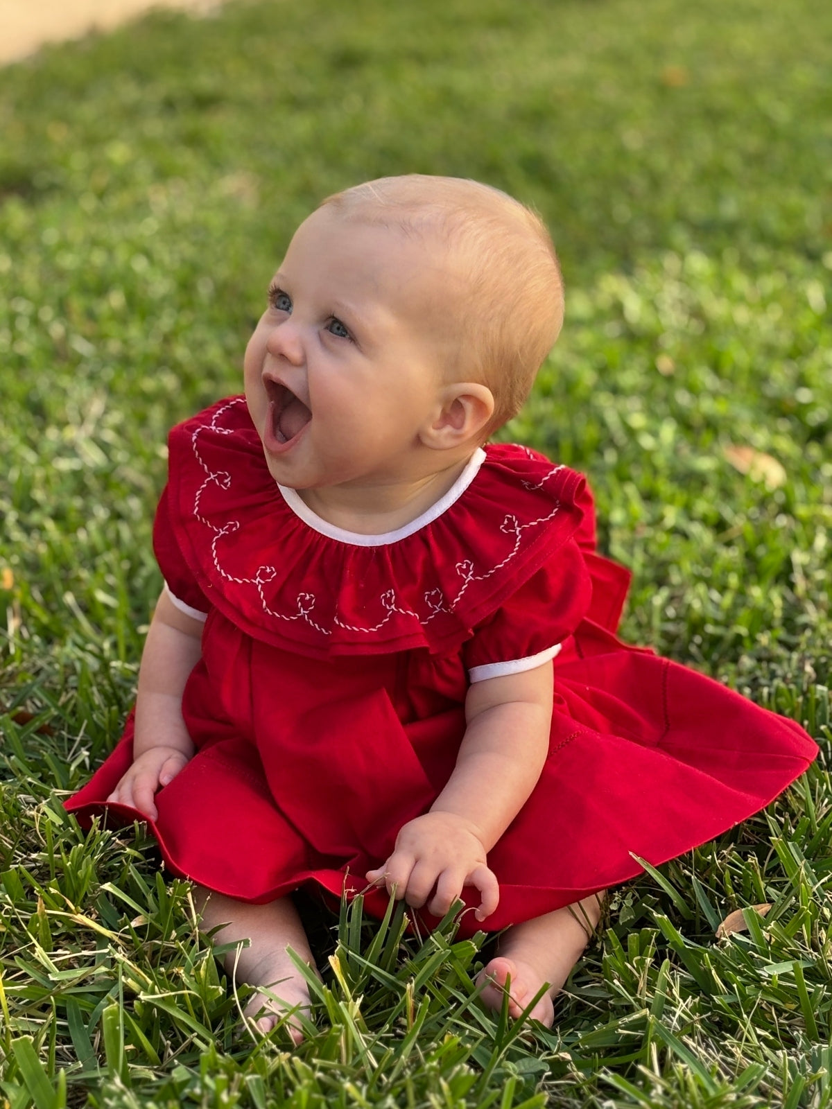 Stitched Collar Red Dress Dresses Sophie & Lucas