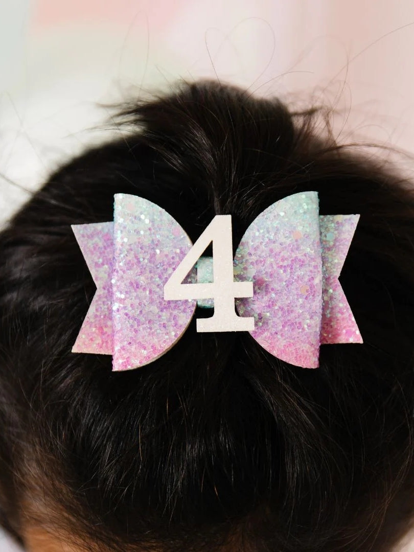 Glitter 4th Birthday Hair Clip Hair Accessories Sweet Wink   