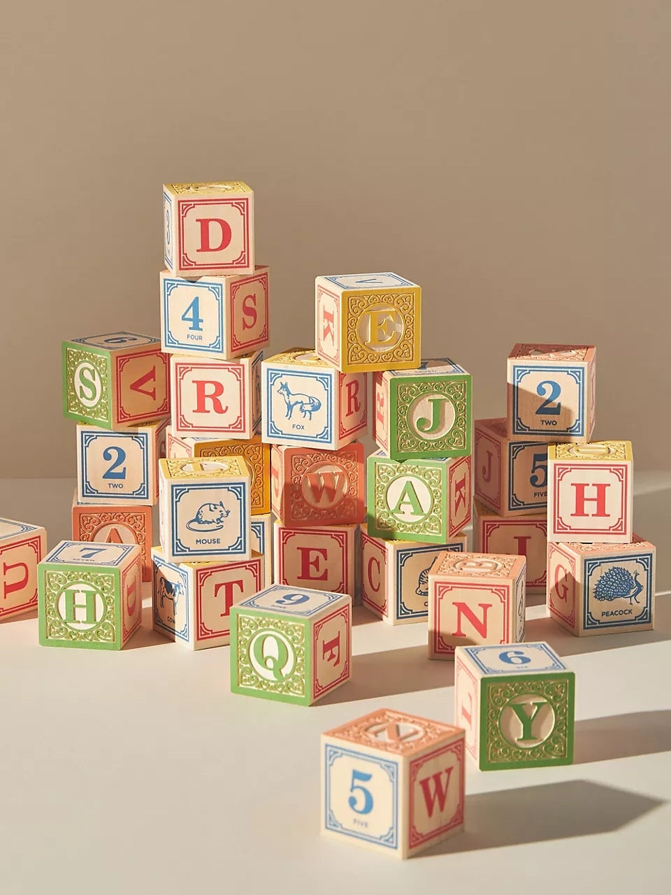 Lot Of Vintage Wood Letter Blocks, 28 Blocks Total, A B C Block