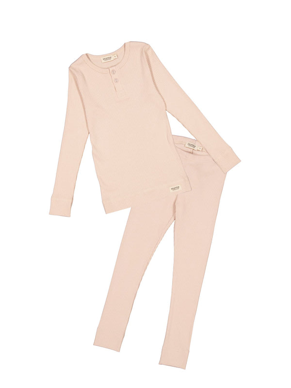 Long Sleeve Rib Henley & Leggings Set Sets Marmar Copenhagen Rose Moon 1.5Y 