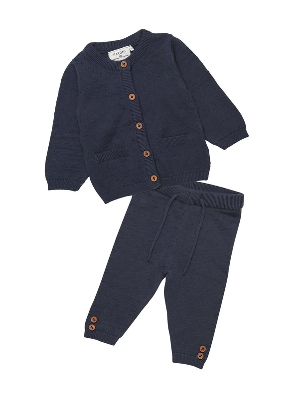 Pointelle Knit Set Sets Fixoni Navy 3M 