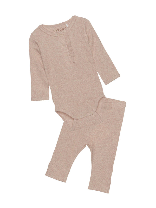 Long Sleeve Bodysuit & Leggings Set Sets Fixoni Cameo Rose 1M 