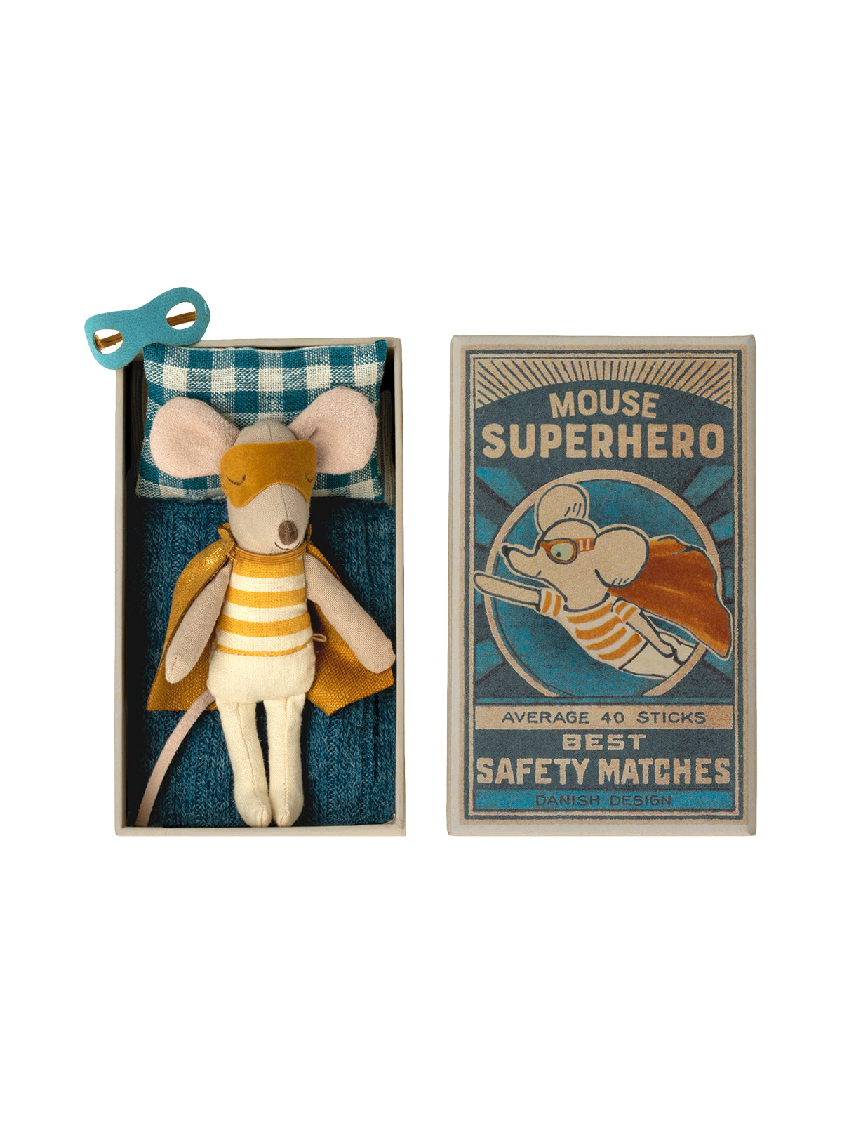 Super Hero Mouse, Little Brother in Matchbox Pretend Play Maileg   