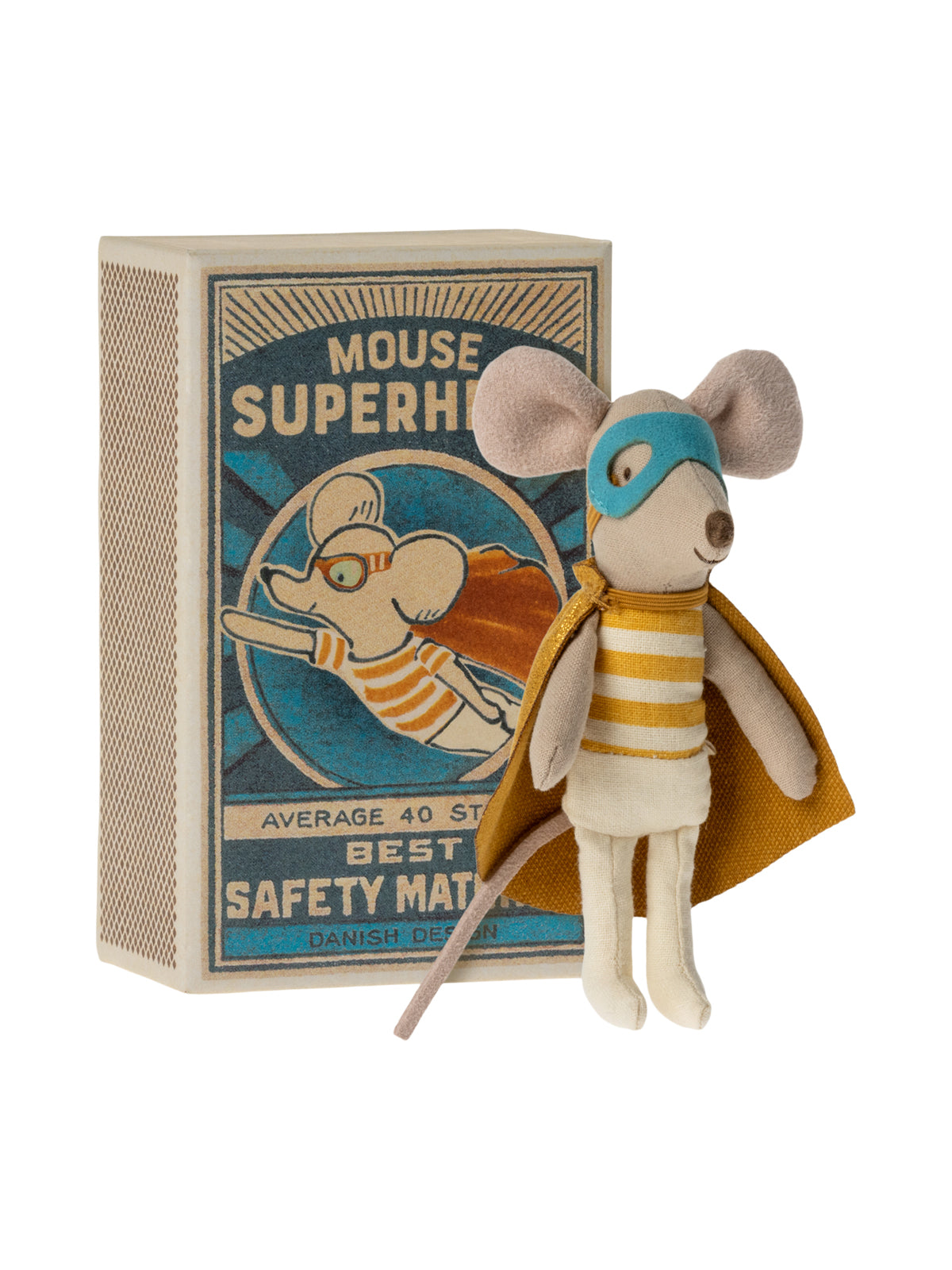 Super Hero Mouse, Little Brother in Matchbox Pretend Play Maileg   